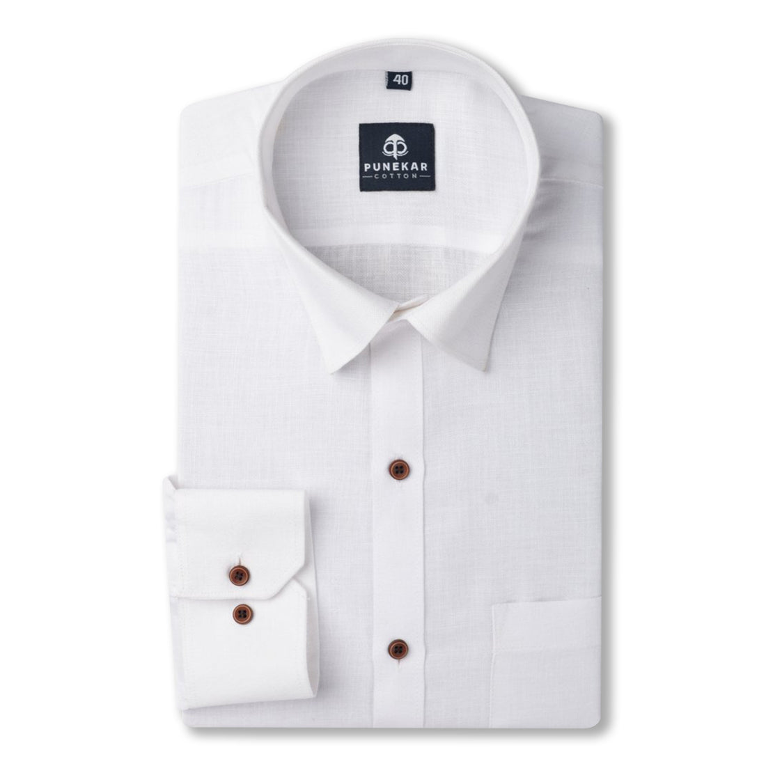White Color Blended Linen Shirt For Men&