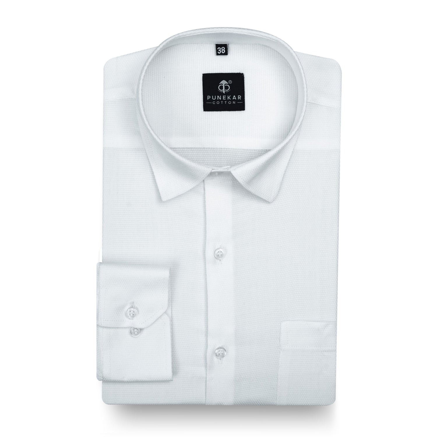 White Softweave Cotton Tencel Textured Shirt For Men