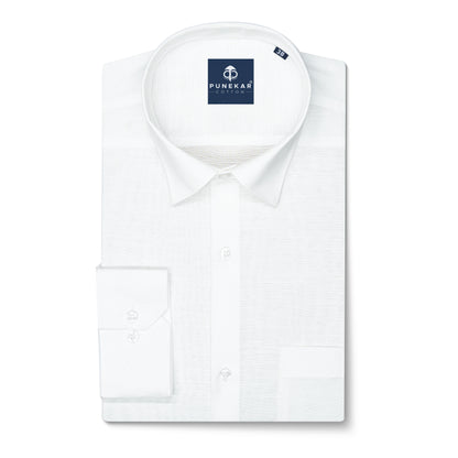 White Color Lining Texture Pure Cotton Shirt For Men