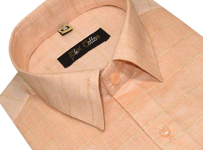 Apricot Orange Color 3D Lining Cotton Shirts For Men&