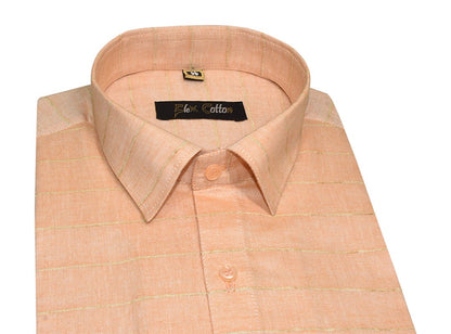 Apricot Orange Color 3D Lining Cotton Shirts For Men&