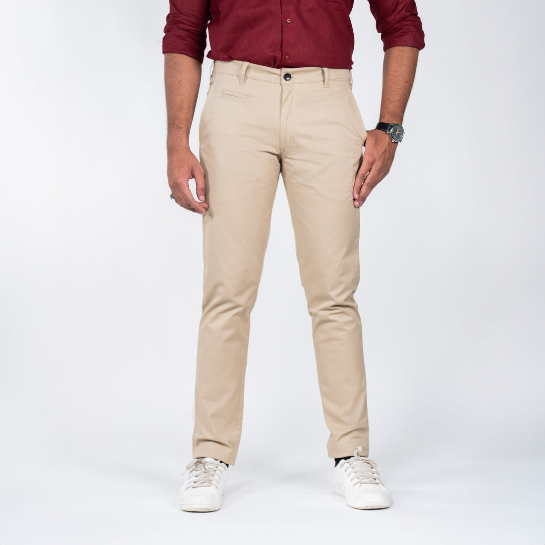 Beige Color Cotton Trouser Pants for Men - Punekar Cotton