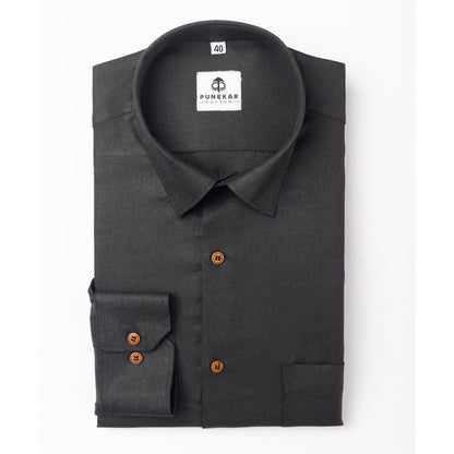Black Color Blended Linen Shirt For Men&