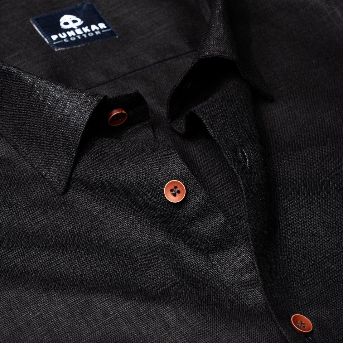 Black Color Linen Formal Shirts For Men - Punekar Cotton