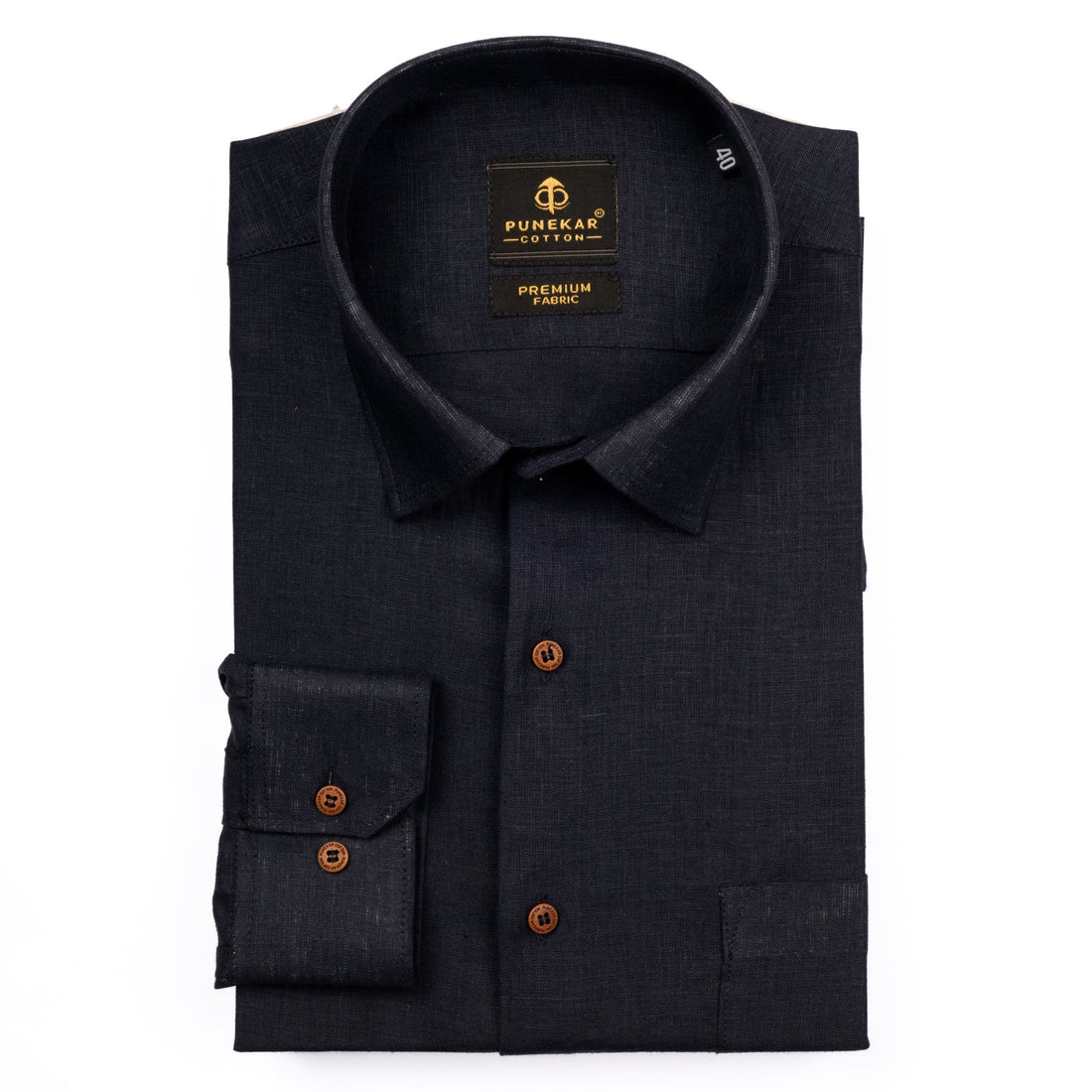 Black Color Prime Linen Shirt For Men - Punekar Cotton