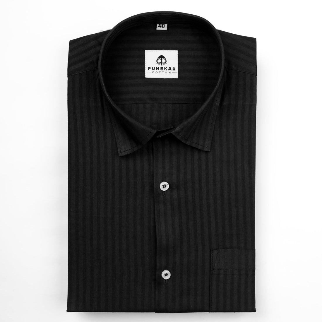 Black Color vertical Cotton stripe Shirt For Men - Punekar Cotton