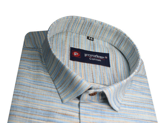 Blue Color Handmade Shirt For Men's - Punekar Cotton