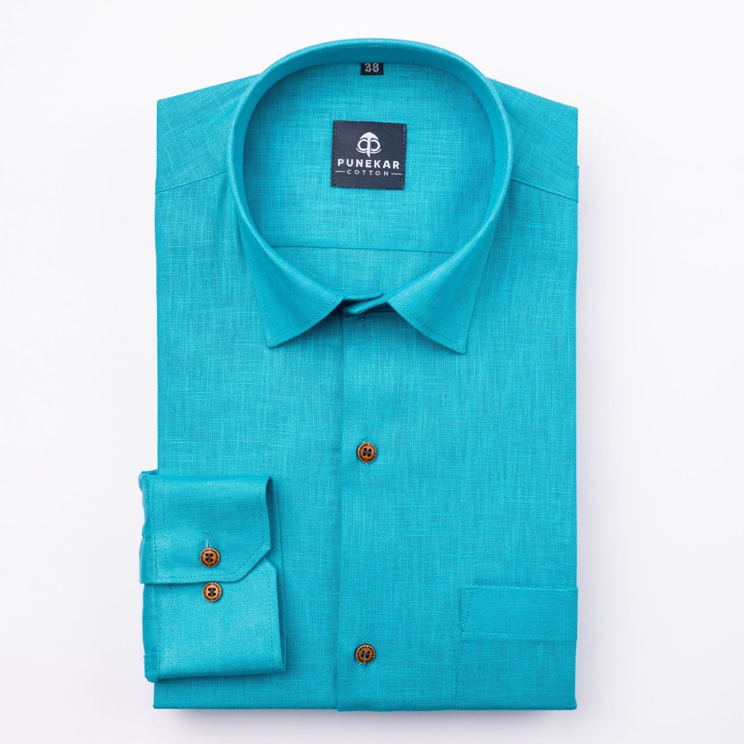 Blue Color Linen Formal Shirts For Men - Punekar Cotton