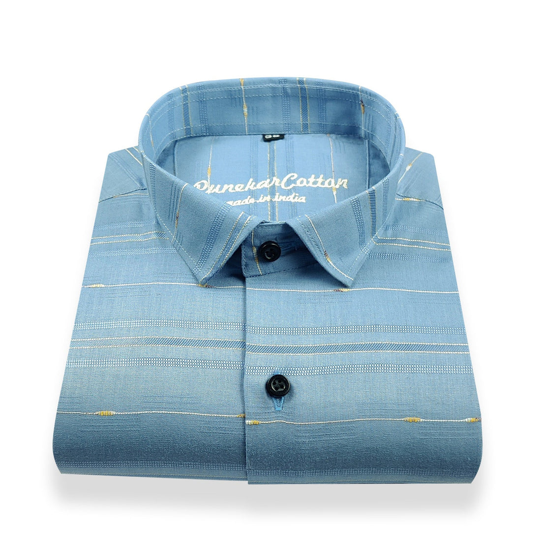 Blue Color Pure Cotton Panelled Butta Stripes Shirts For Men&