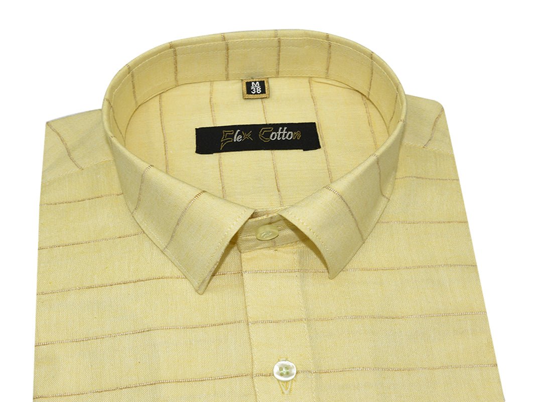 Cream Color 3D Lining Cotton Shirts For Men&