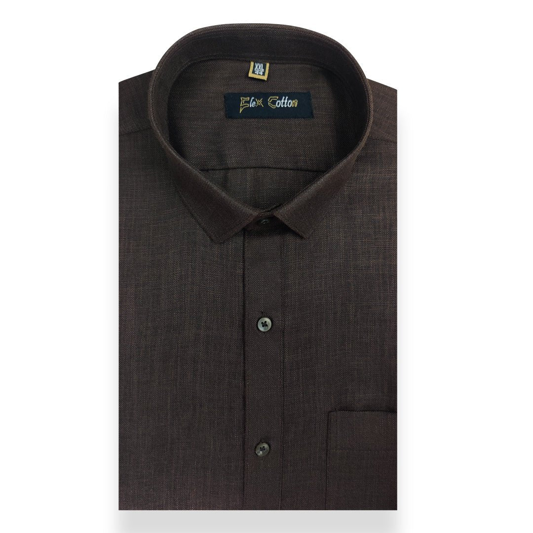 Dark Brown Color Blended Linen Shirt For Men&