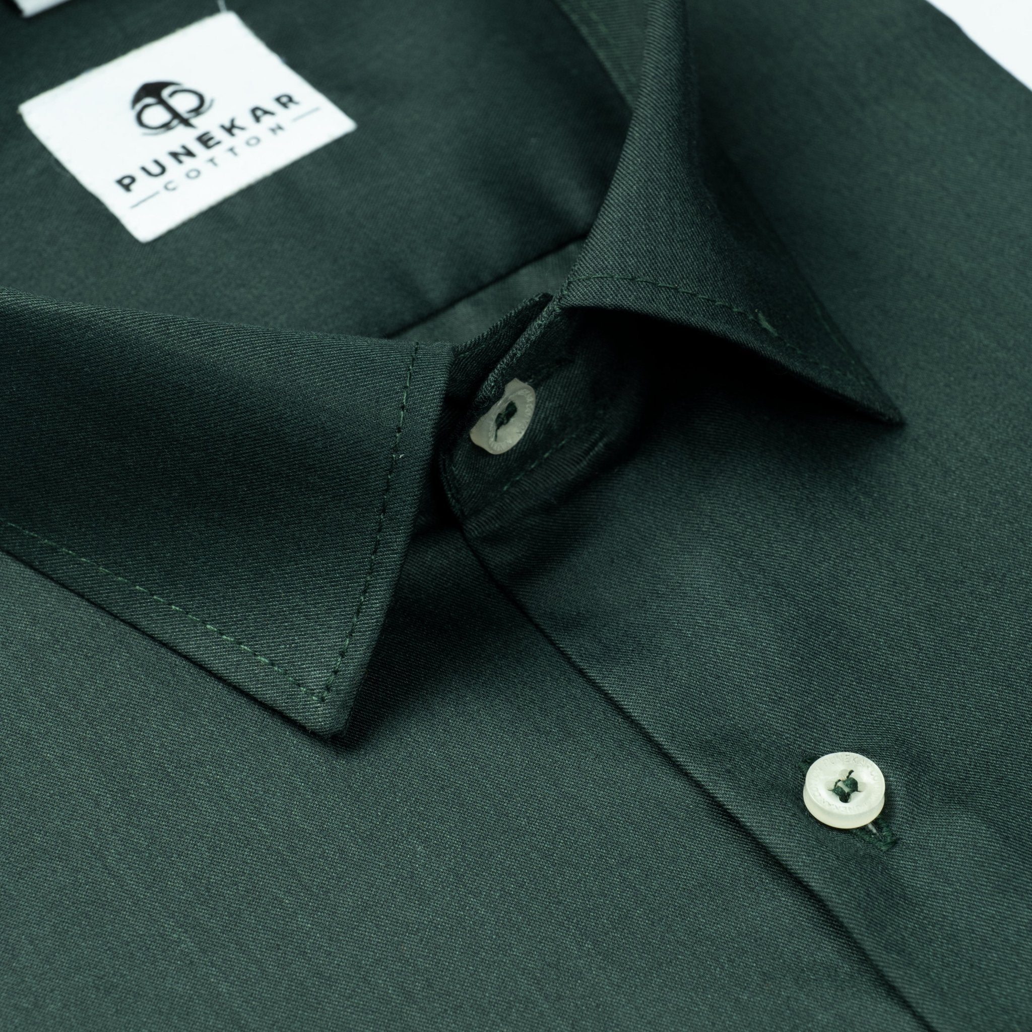 Dark Green Soft Satin Cotton Shirt For Men - Punekar Cotton