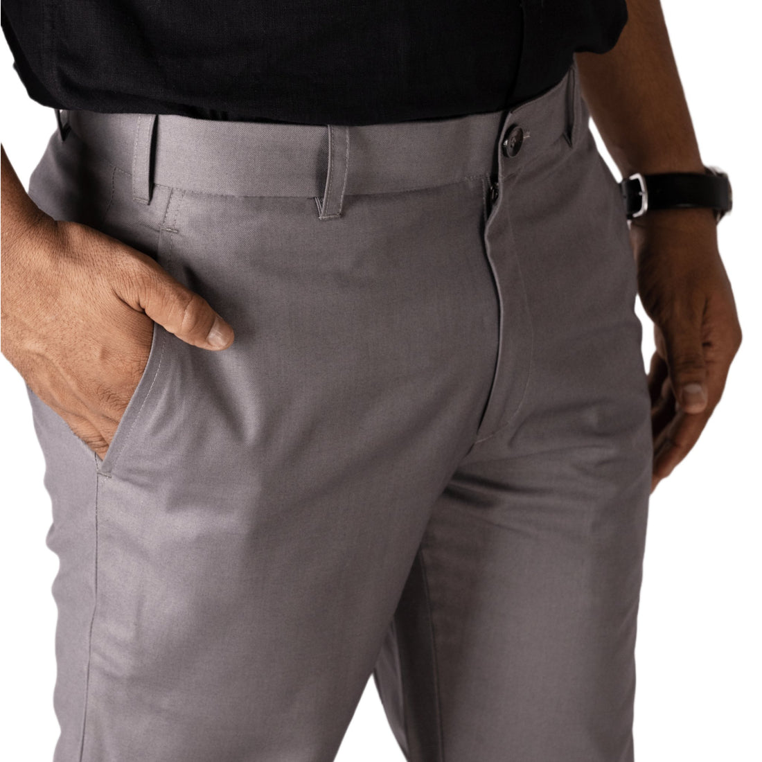 Dark Grey color blend cotton pant for men - Punekar Cotton