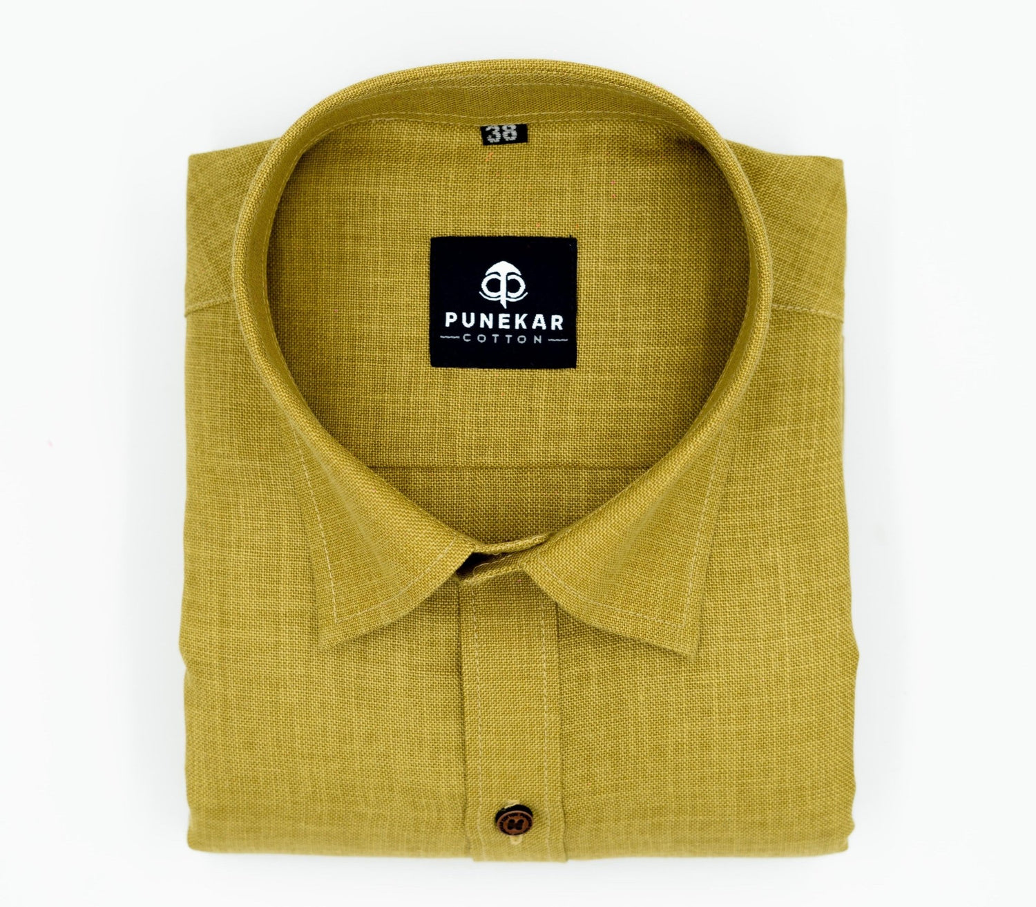 Dark Yellow Color Blended Linen Shirt For Men&