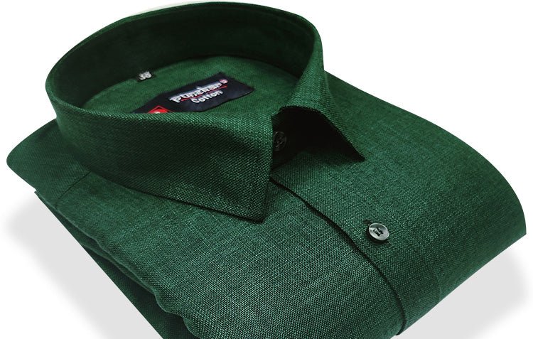 Forest Green Color Blended Linen Shirt For Men&