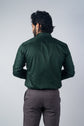 Forest Green Color Micro Checks Texture Satin Cotton Shirt For Men - Punekar Cotton