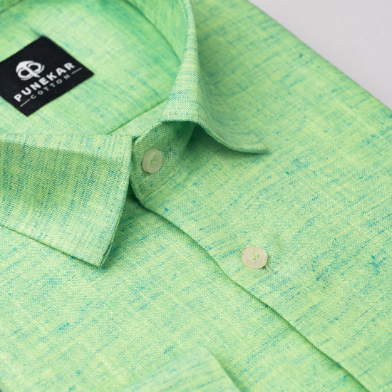Green color Blend Cotton Shirt For Men - Punekar Cotton