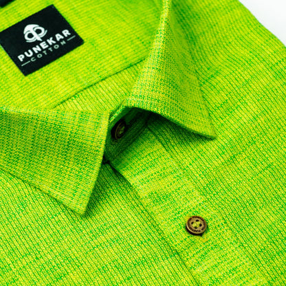 Green Color Combed Cotton Shirts For Men - Punekar Cotton