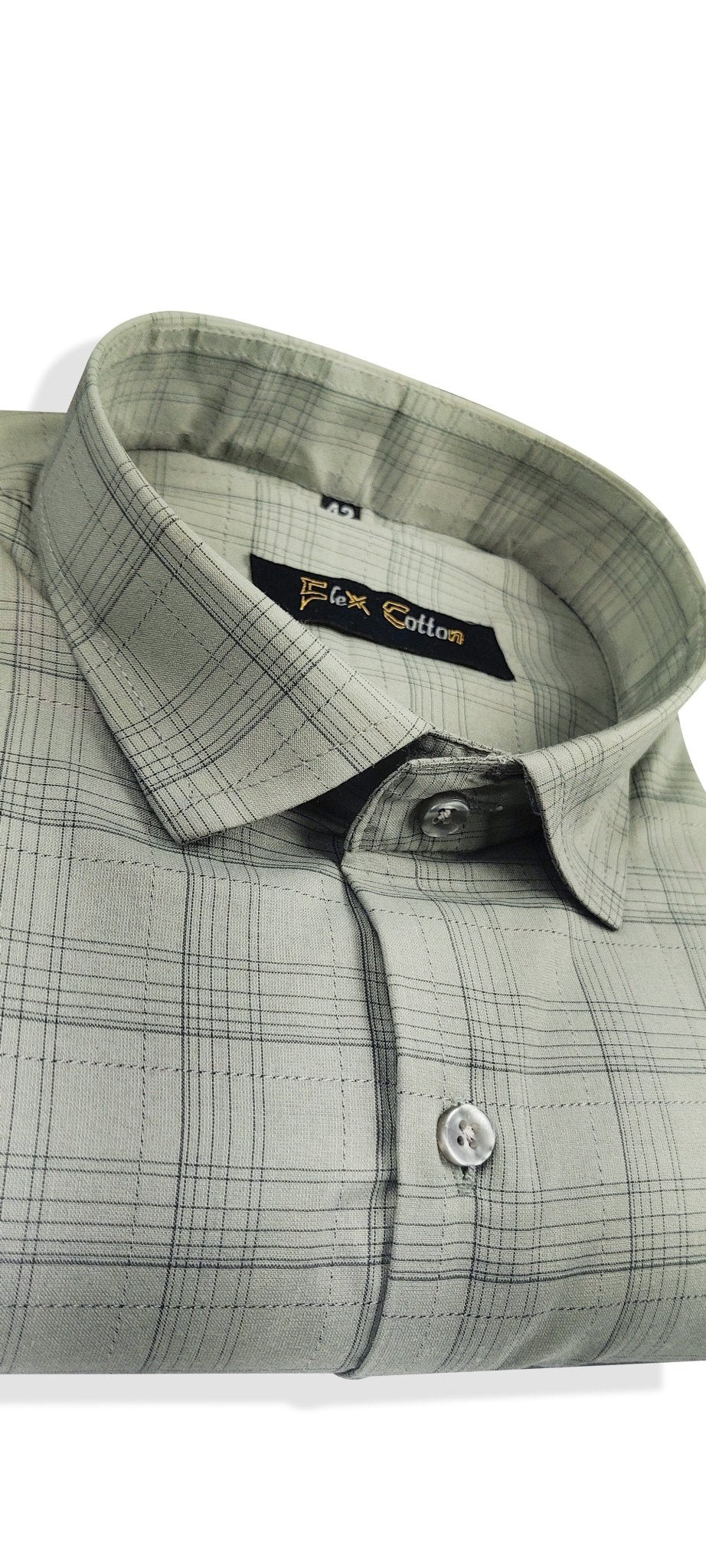 Grey Color Poly Cotton Casual Checked Shirt For Men - Punekar Cotton