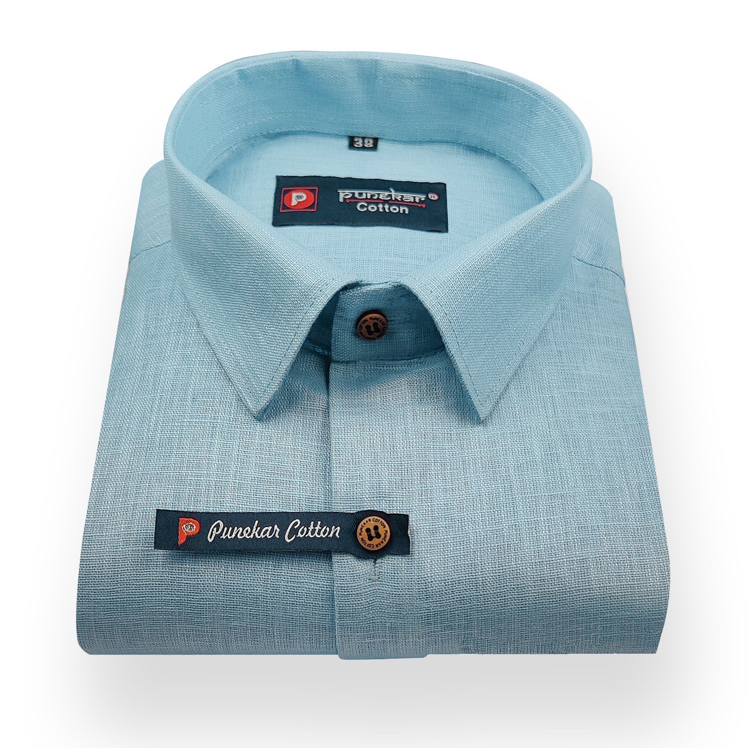 Light Blue Color Linenza Linen Formal Shirts For Men - Punekar Cotton