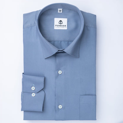 Light Blue Soft Satin Cotton Shirt For Men - Punekar Cotton