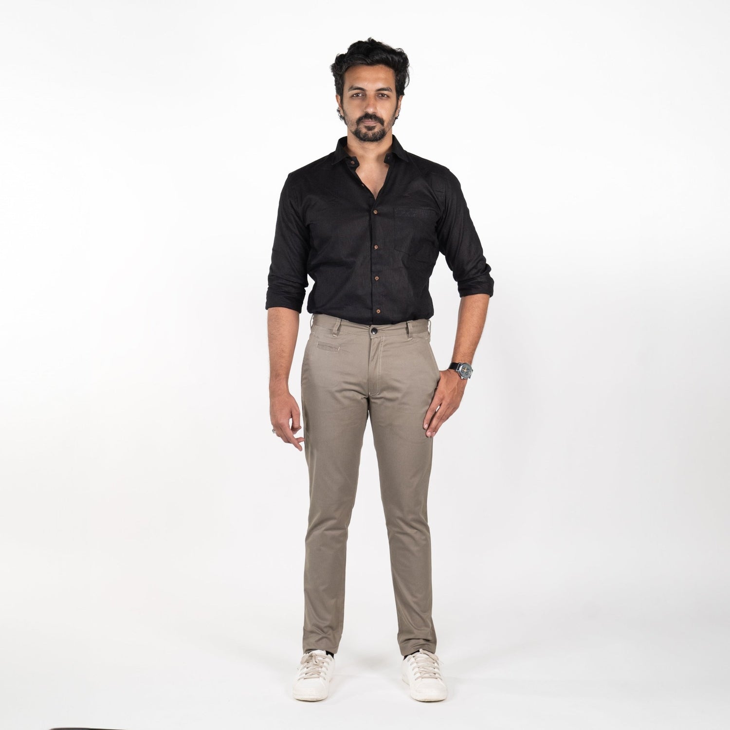 Light Brown Color Cotton Trouser Pants for Men - Punekar Cotton