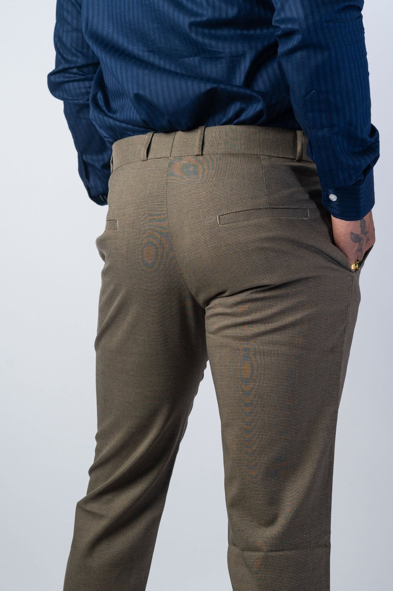 Light Brown Color Wicking Texture Blend Cotton Pant for Men - Punekar Cotton