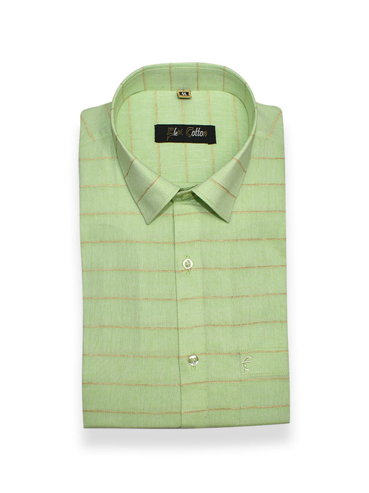 Light Green Color 3D Lining Cotton Shirts For Men's - Punekar Cotton