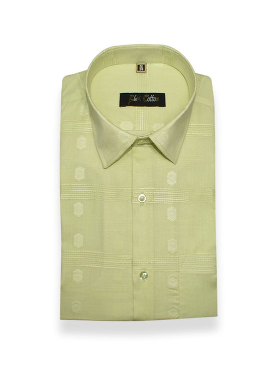 Light Green Color Cotton Embroidery Butta Patta Shirts For Men’s - Punekar Cotton
