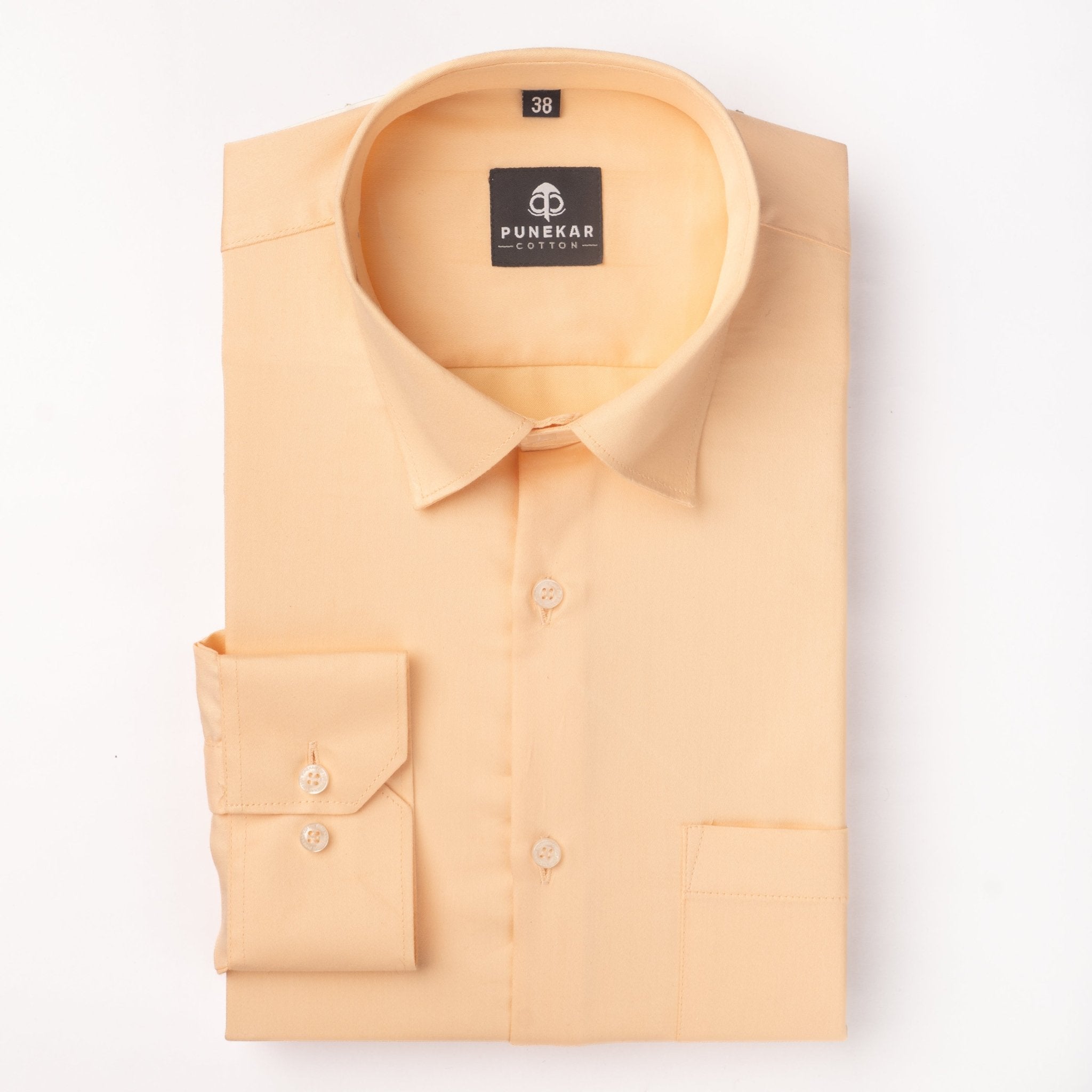 Light Orange Color Cotton Satin Shirt For Men - Punekar Cotton