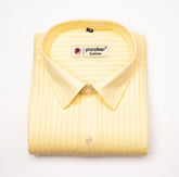 Light Yellow Color vertical Cotton stripe Shirt For Men - Punekar Cotton