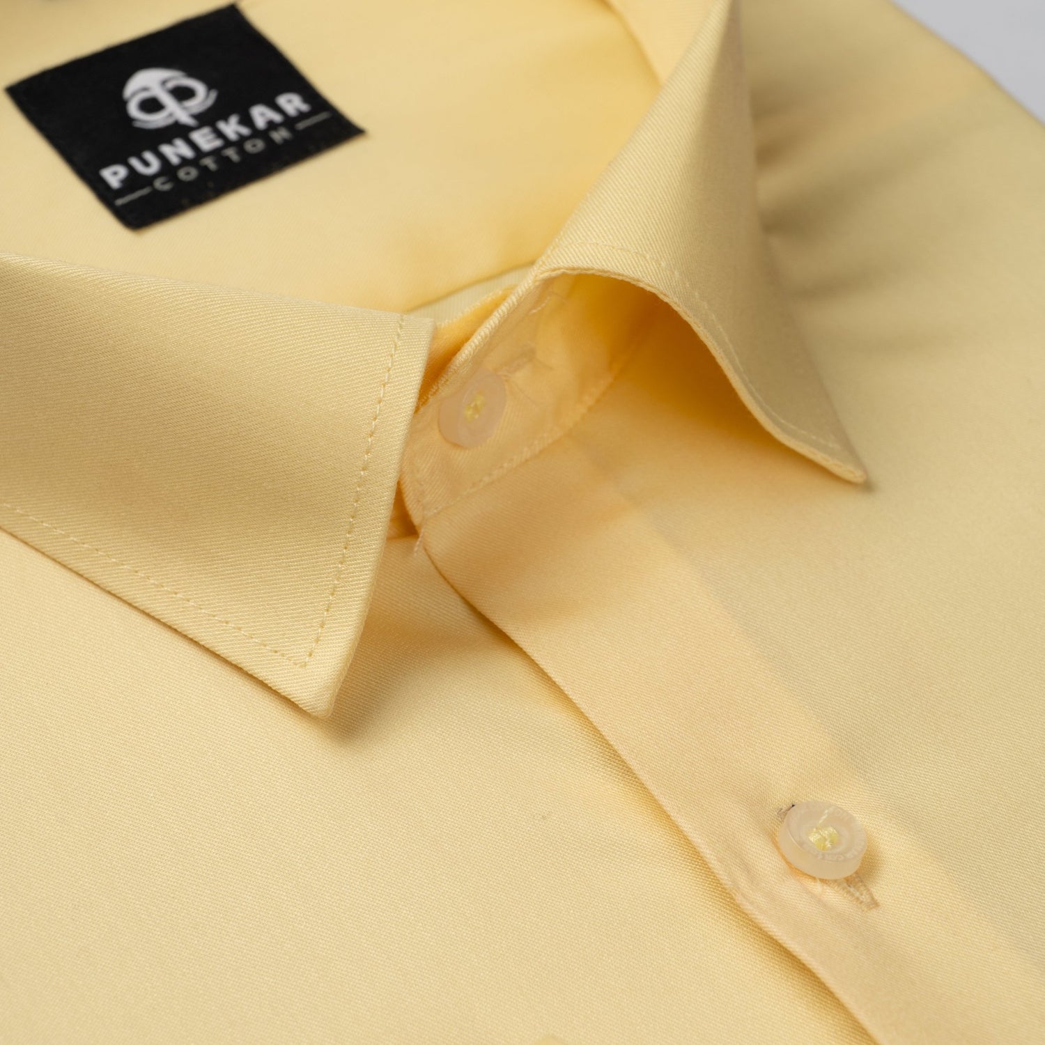 Light Yellow Soft Satin Cotton Shirt For Men - Punekar Cotton