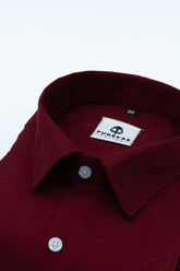 Maroon Color Dobby Cotton Shirt For Men - Punekar Cotton