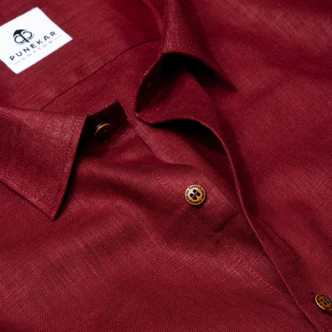 Maroon Color Linen Formal Shirts For Men - Punekar Cotton