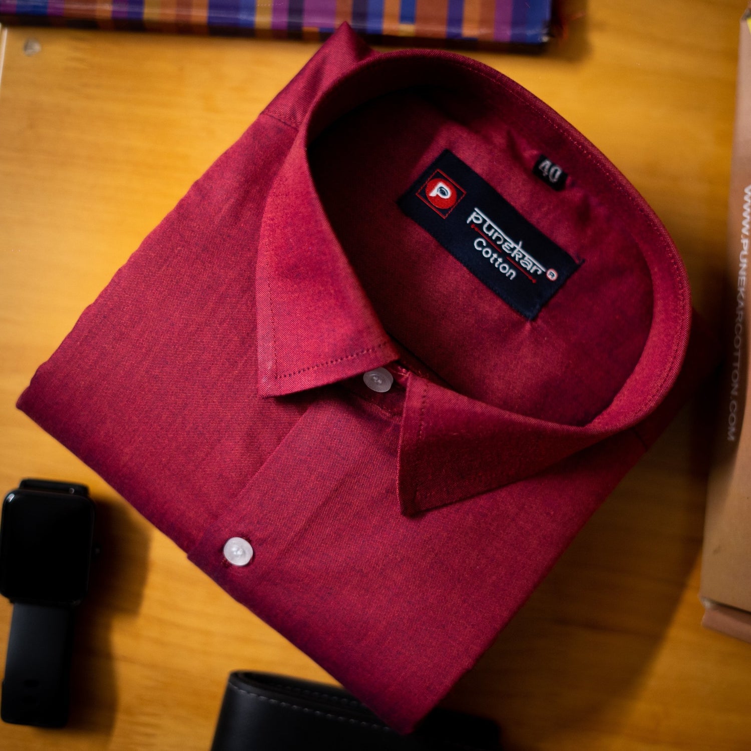 Maroon Color Satin Cotton Shirt For Men - Punekar Cotton