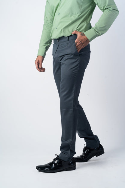 Metal Grey Color Blend Cotton Pant For Men - Punekar Cotton
