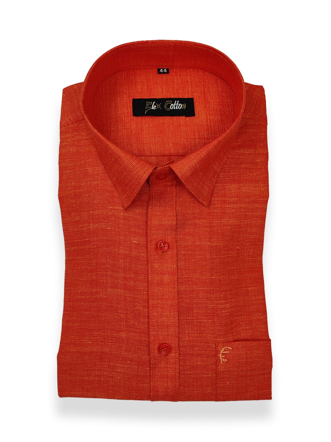 Orange Color Dual Tone Matty Cotton Shirt For Men&