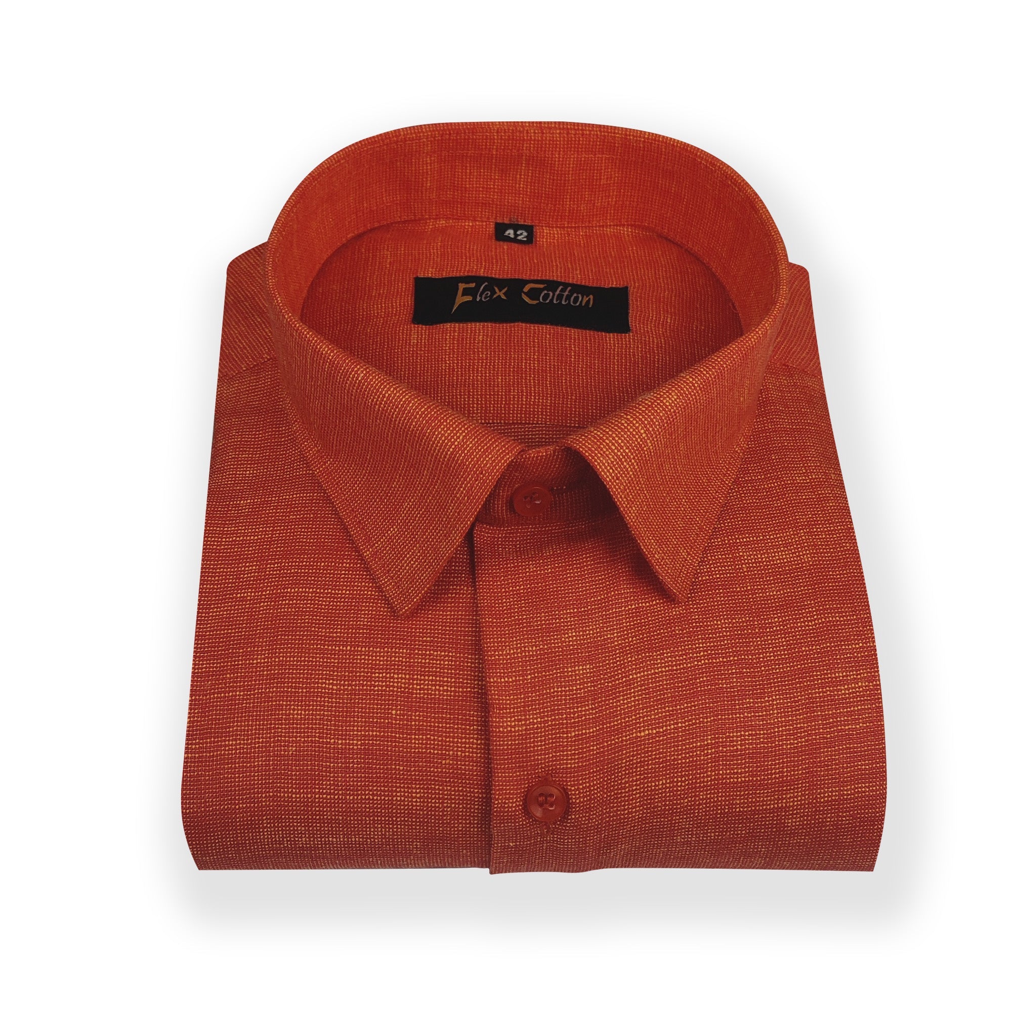Orange Color Dual Tone Matty Cotton Shirt For Men&