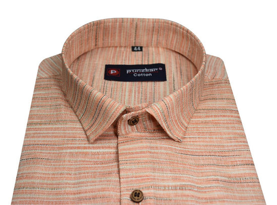Orange Color Handmade Shirt For Men's - Punekar Cotton