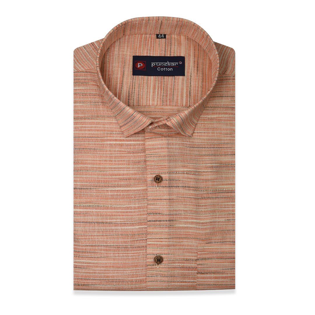 Orange Color Handmade Shirt For Men's - Punekar Cotton