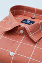Orange Peach Color Big Checks Cotton Shirts For Men - Punekar Cotton