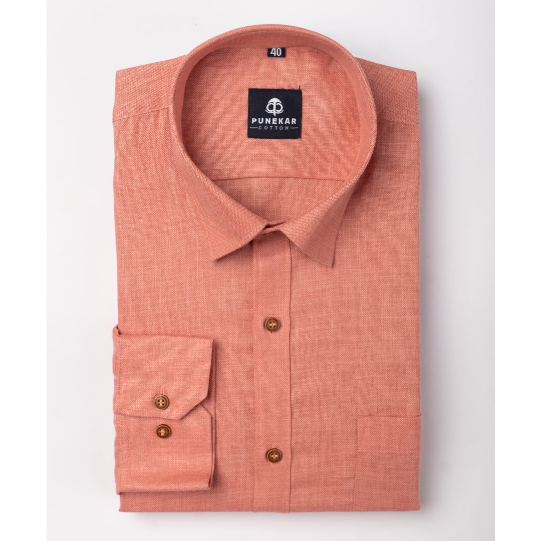 Pink Color Blended Linen Shirt For Men&