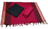 Punekar Cotton 100% Handloom Cotton Black & Red Color Women Dress Unstitched Fabric - Punekar Cotton