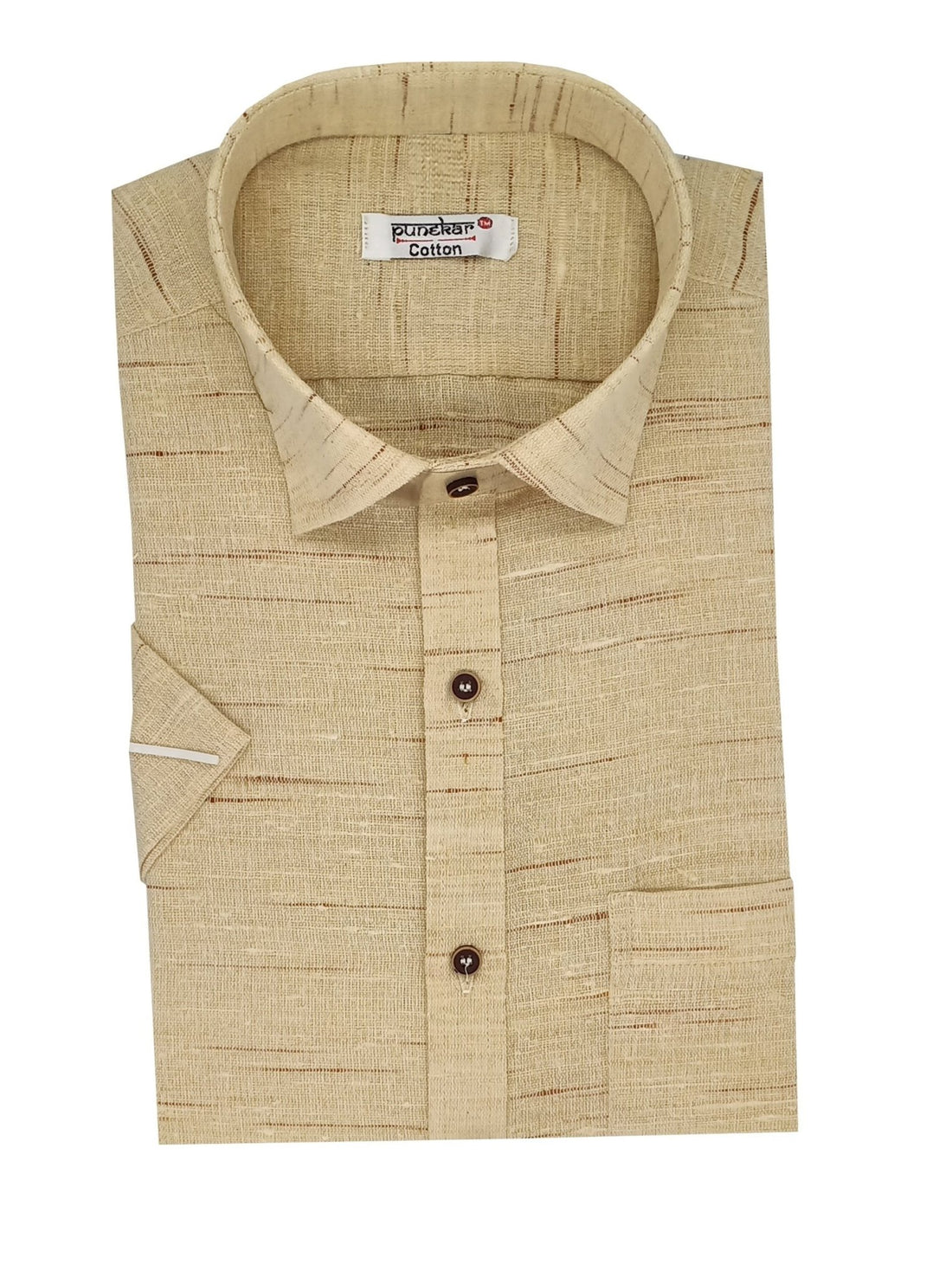 Punekar Cotton Bhagalpuri Multi-Colored Half Sleeves Formal Shirt for Men&