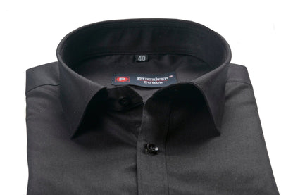 Punekar Cotton Black Color 100% Mercerised Cotton Diagonally Woven Formal Shirt for Men&