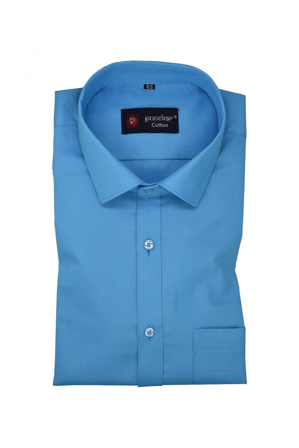 Punekar Cotton Blue Color Rich Cotton Formal Shirt For Men&