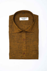 Punekar Cotton Dark Mehndi Color Pure Cotton Handmade Formal Shirt for Men's. - Punekar Cotton