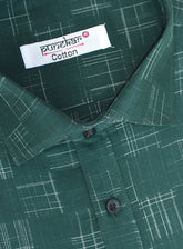 Punekar Cotton Forest Green Color Pure Cotton Handmade Formal Shirt for Men's. - Punekar Cotton