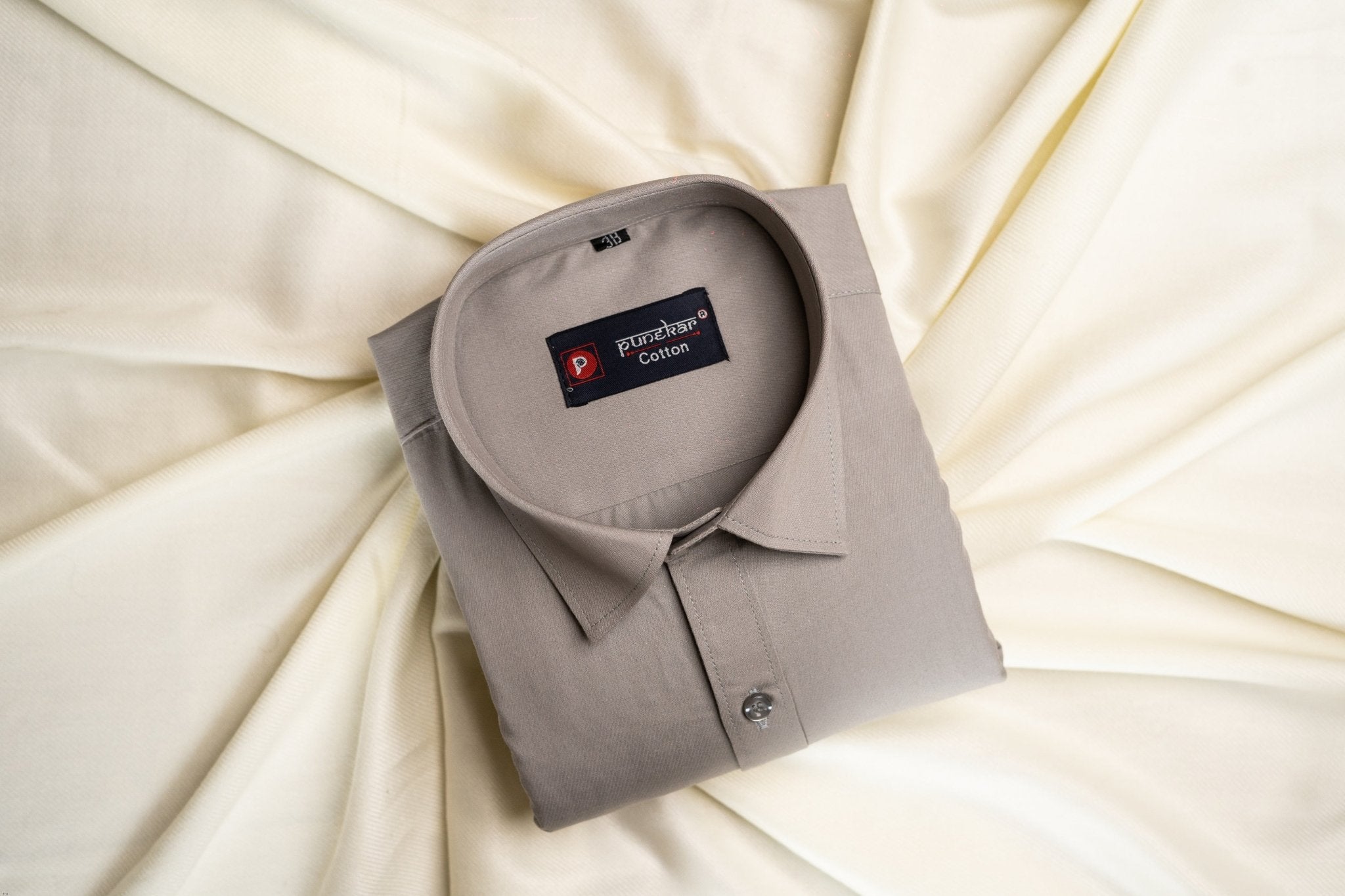 Punekar Cotton Gray Color 100% Mercerised Cotton Diagonally Woven Formal Shirt for Men&