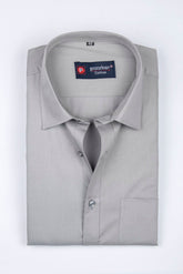 Punekar Cotton Gray Color 100% Mercerised Cotton Diagonally Woven Formal Shirt for Men's. - Punekar Cotton